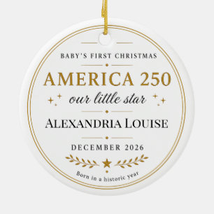 Décoration En Céramique Amérique 250 Ans 1776 - 2026 Le Premier Bébé