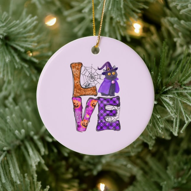 Décoration En Céramique Amour - Chat noir sorcière (Arbre)