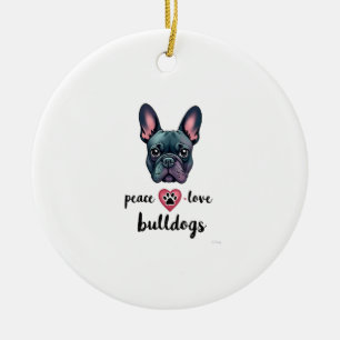 Décoration En Céramique Amour de Paix Bouledogues Galaxie Vintage Bouledog