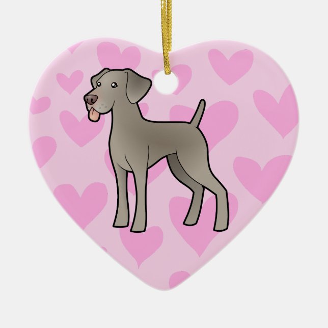 Décoration En Céramique Amour de Weimaraner (ajoutez votre propre message) (Devant)