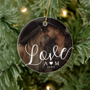 Décoration En Céramique Amour Écriture Élégante Monogramme Deux Photo Coeu