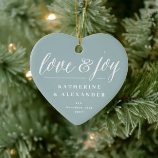 Décoration En Céramique Amour Et Joie Mr & Mrs 1st Christmas Photo Mariage