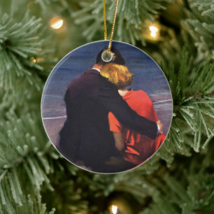 Décoration En Céramique Amour Romantique Vintage, Romance sur la Plage