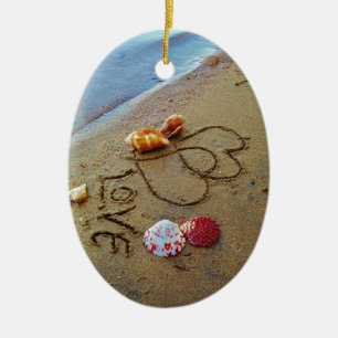 Décoration En Céramique Amour sur la plage avec coeur