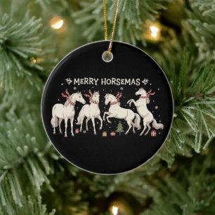 Décoration En Céramique Amoureux de cheval de Noël Joyeux Cavalier Agricul