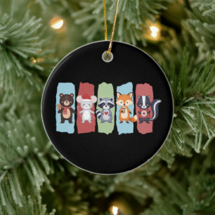 Décoration En Céramique Amoureux des Animaux Noël Raton laveur Opossum Hiv