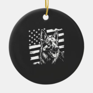 Décoration En Céramique Amoureux du Berger Allemand Drapeau Américain USA