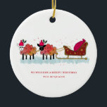 Décoration En Céramique Amusant 2 moutons tirant des santas traîneau<br><div class="desc">Cette carte de Noël amusante comprend 2 brebis tirant Père Noël traîneau à sur le devant avec le message : Nous souhaitons un joyeux Noël. Ajoutez votre propre texte pré-imprimé au verso ou supprimez simplement l'exemple de texte pour le garder vide pour votre propre note manuscrite. Un excellent choix pour...</div>