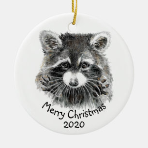 Décoration En Céramique Amusant Aquarelle Raccoon Animal Nature Amusante