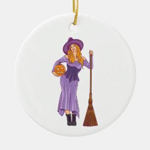 Décoration En Céramique Amusante sorcière vibes sorcières halloween femme