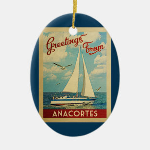 Décoration En Céramique Anacortes Vintage voyage de voilier Washington