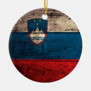 Décoration En Céramique Ancien drapeau de Slovénie en bois