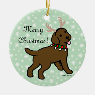 Décoration En Céramique Andouillers de Noël de Labrador de chocolat