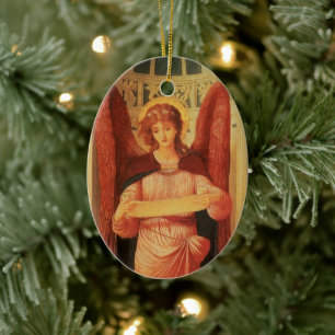 Décoration En Céramique Ange avec un rouleau par John Melhuish Strudwick