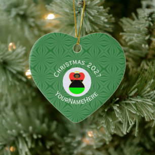 Décoration En Céramique Ange de Noël afro-américain Nom Année Coeur