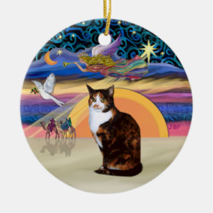 Décoration En Céramique Ange de Noël - chat Calico (Amer. Cheveux courts)
