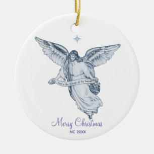 Décoration En Céramique Ange de Noël Vintage avec Message sur Fond Blanc