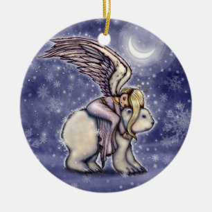 Décoration En Céramique Ange endormi sur l'art de Noël d'ours polaire