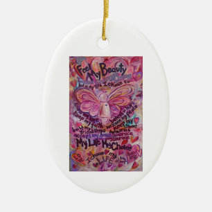Décoration En Céramique Ange rose Cancer Poème Art Cadeau personnalisé Orn