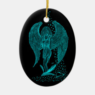 Décoration En Céramique Angel perdu en amour, noir et vert Design