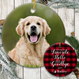 Décoration En Céramique Animal Memorial Chien Photo Red Buffalo Plaid Pert