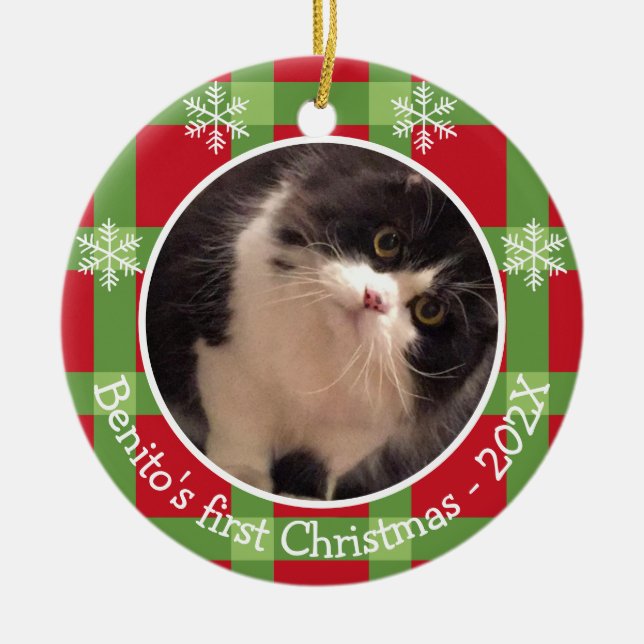 Décoration En Céramique Animaux de compagnie personnalisés Noël Flocon de  (Devant)