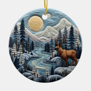 Décoration En Céramique Animaux de Noël des rennes de bois 3D