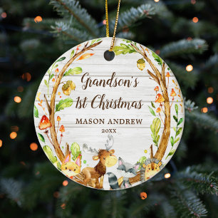Décoration En Céramique Animaux rustiques en bois de grand-fils Noël