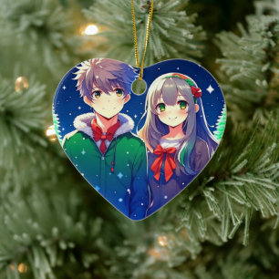 Décoration En Céramique Anime Couple Romantique Noël personnalisé