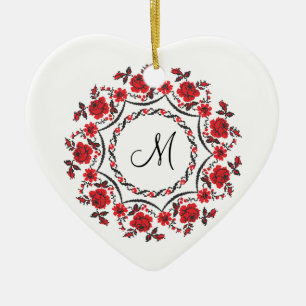 Décoration En Céramique Anneau rose Monogramme personnalisé initial