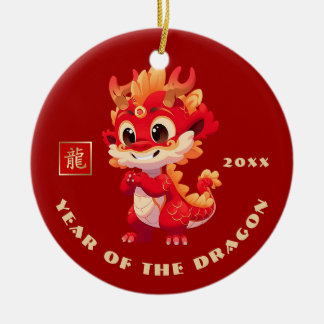 Décoration En Céramique Année chinoise du dragon | Cadeau de l'année perso
