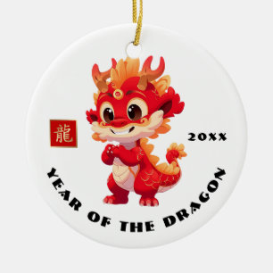 Décoration En Céramique Année chinoise du dragon   Cadeau de l'année perso