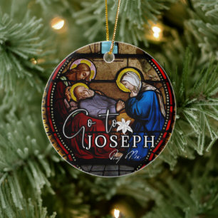 Décoration En Céramique Année de saint Joseph Jésus Pape Religieux Signatu