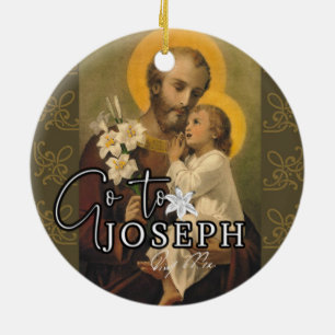Décoration En Céramique Année de saint Joseph Jésus Pape Religieux Signatu