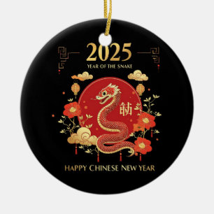 Décoration En Céramique Année du Serpent 2025 Nouvel An Lunaire Chinois