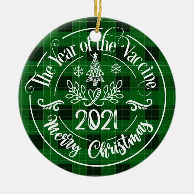 Décoration En Céramique Année verte du vaccin 2021 Noël (Devant)