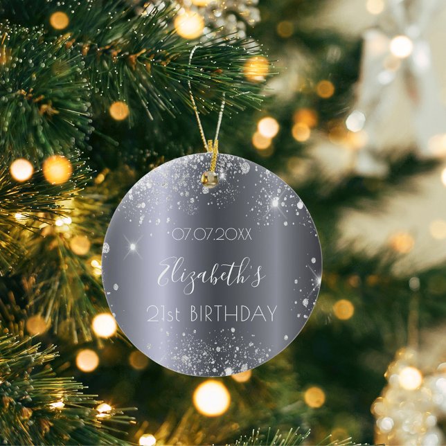 Décoration En Céramique Anniversaire argent parties scintillant nom de pou (Créateur téléchargé)