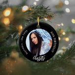 Décoration En Céramique Anniversaire de la photo personnalisée en noir bla<br><div class="desc">Un arrière - plan noir classique. Personnalisez et ajoutez un nom,  une date,  un âge et une photo.</div>
