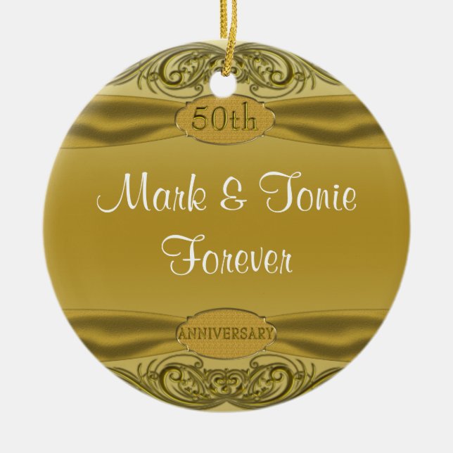 Décoration En Céramique Anniversaire de mariage d'or de rouleaux (Devant)