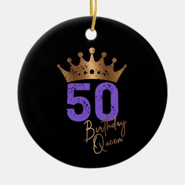 Décoration En Céramique Anniversaire Reine 50 pour 50e anniversaire couron (Devant)