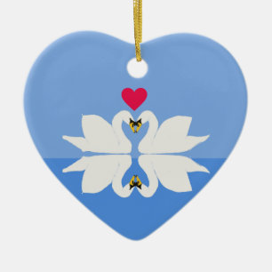 Décoration En Céramique Anniversaire romantique Swan Heart Céramique Ornem