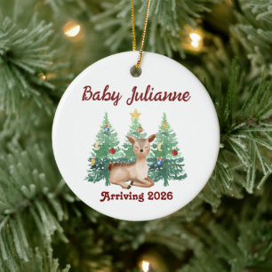 Décoration En Céramique Annonce de bébé à nom personnalisé Cerf Noël