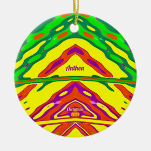 Décoration En Céramique ANTHÉE ~ 3D NOËL Rouge Vert Jaune 2022