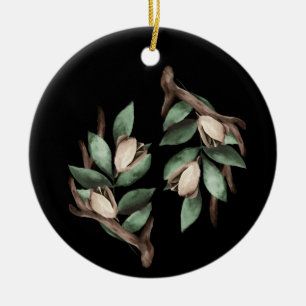 Décoration En Céramique Antler avec branche verte