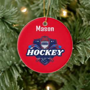 Décoration En Céramique Appareil de hockey - Personnalisé -Ajouter le nom 