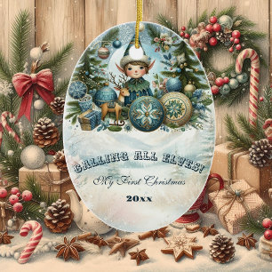 Décoration En Céramique Appel à tous les elfes Snowflake Noël Invitation