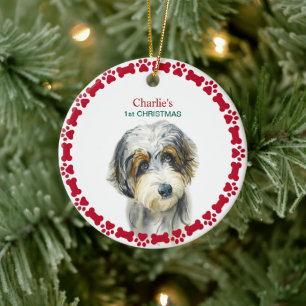 Décoration En Céramique Aquarelle Aussie Doodle Noël personnalisé
