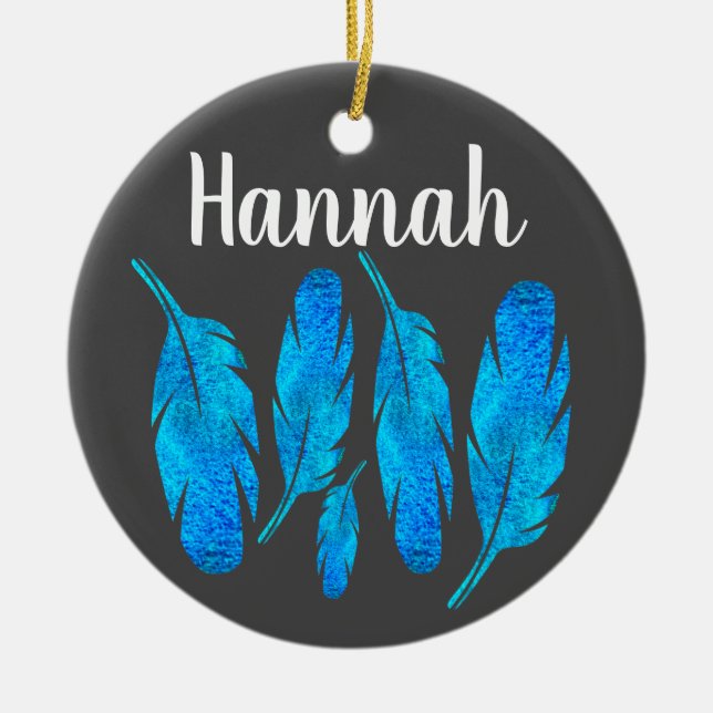 Décoration En Céramique Aquarelle bleu (Devant)