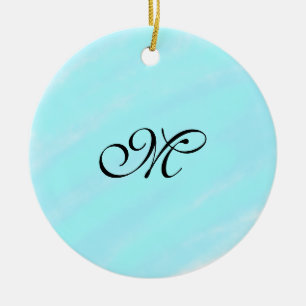 Décoration En Céramique Aquarelle bleu vert monogramme ajouter le pastel l
