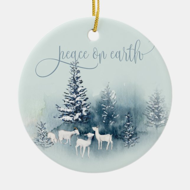 Décoration En Céramique Aquarelle Bois Chèvres magiques (Devant)